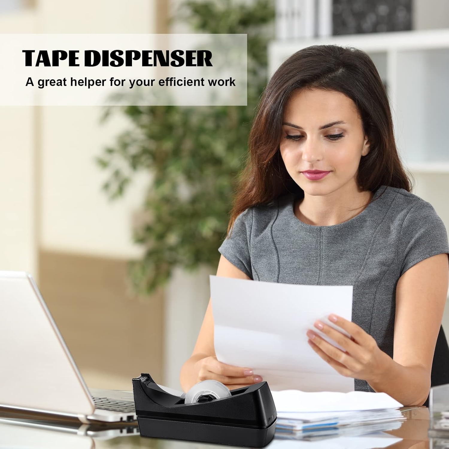 20 Pack Desktop Tape Dispensers Non Skid Base for Office Home School (Tape Not Included) (Black)