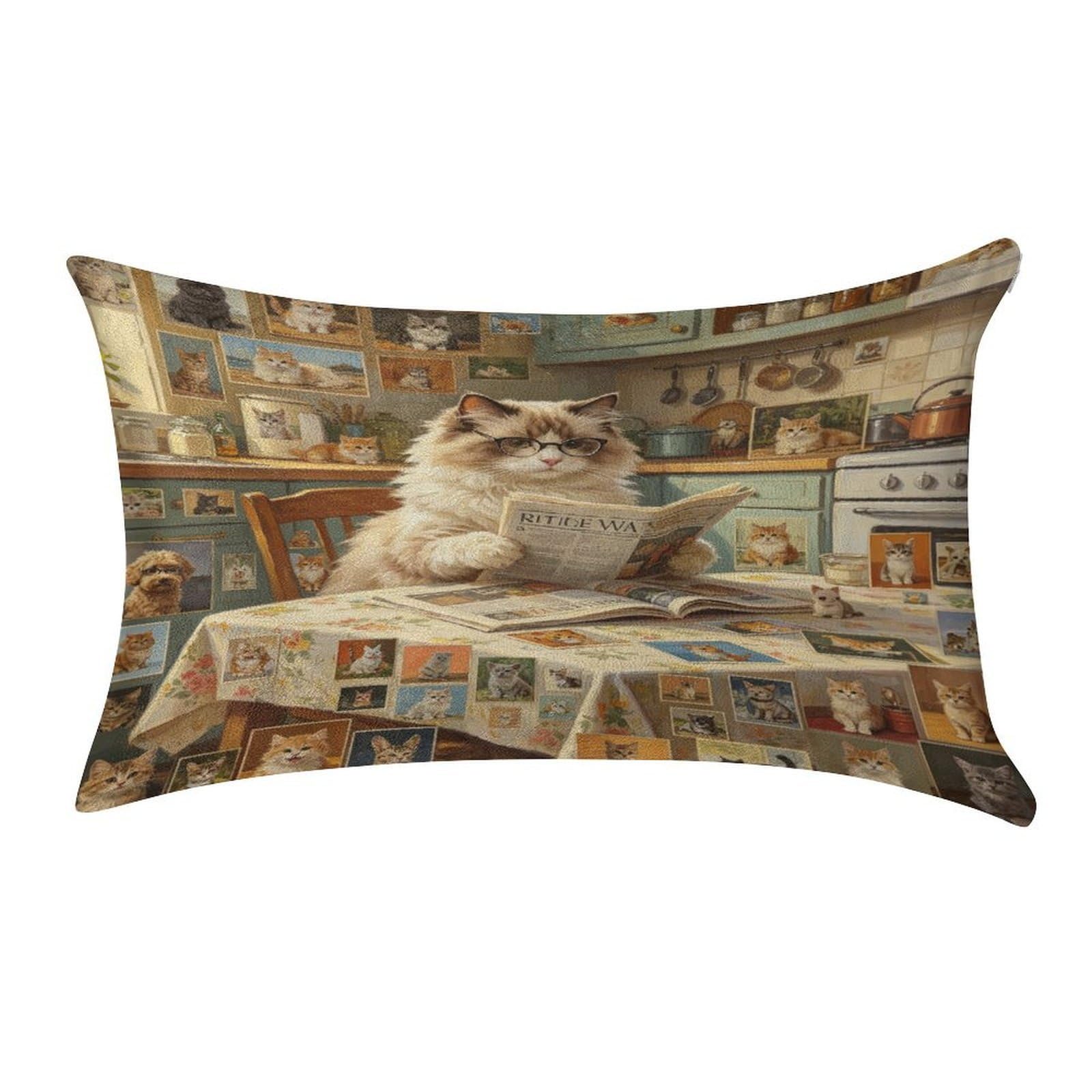 Fekiloot Style Cat And Newspaper Pillow Covers Home Decor Pillow Cases