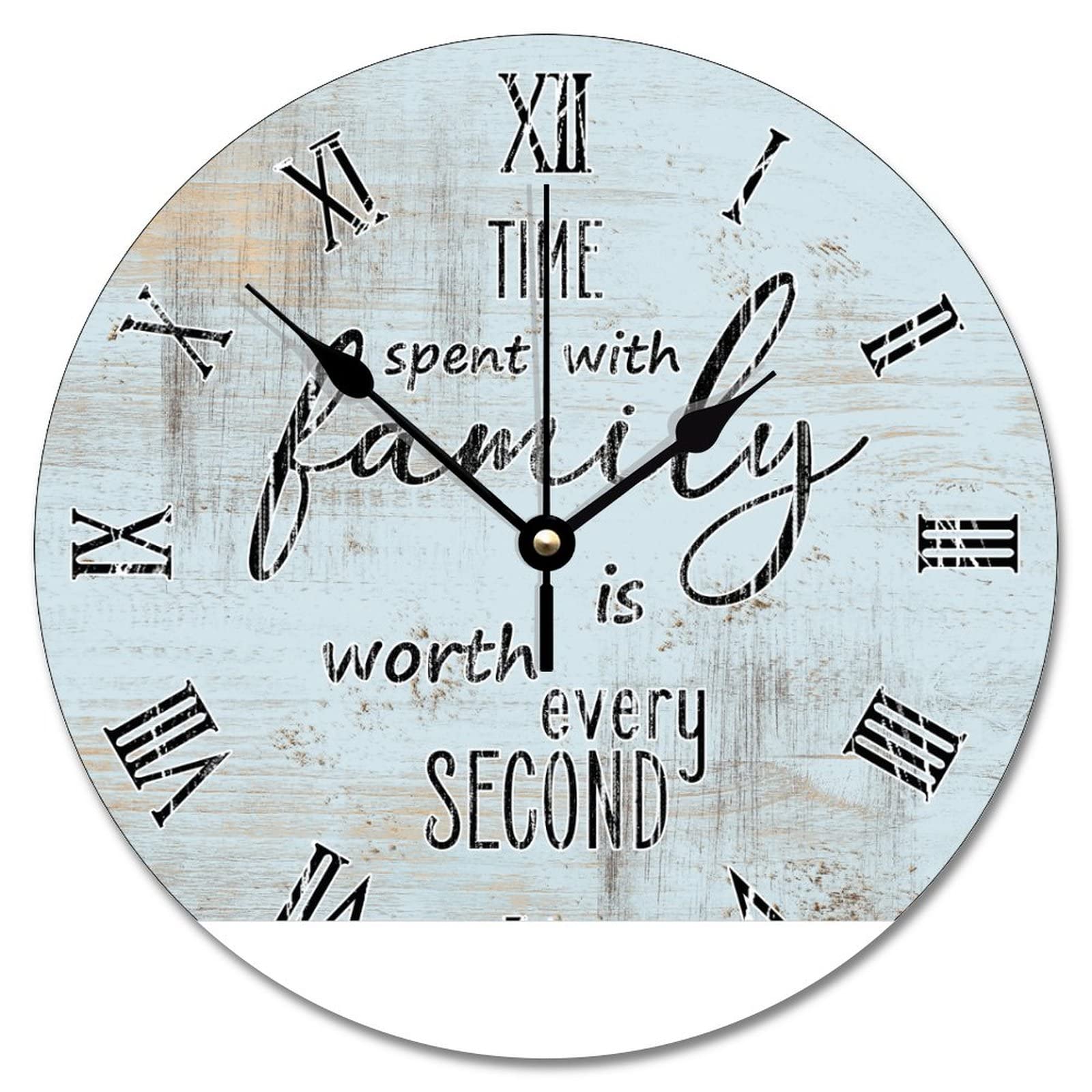 Horloge murale en bois craquelé pendule cuisine salon décoration maison campagnarde à piles
