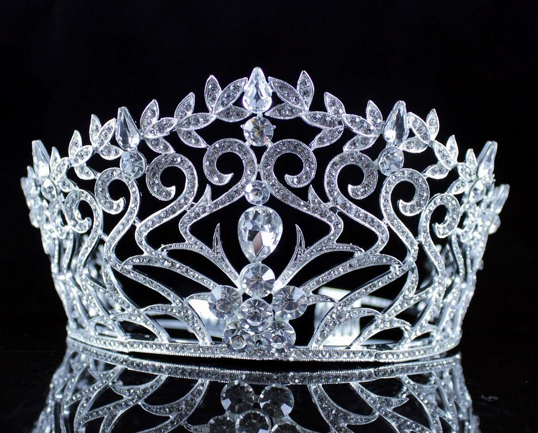 Fancy Beauty Queen Crystal Rhinestone Tiara Crown With Hair Combs Wedding Bridal Beauty Contest Prom Pageant Silver T994