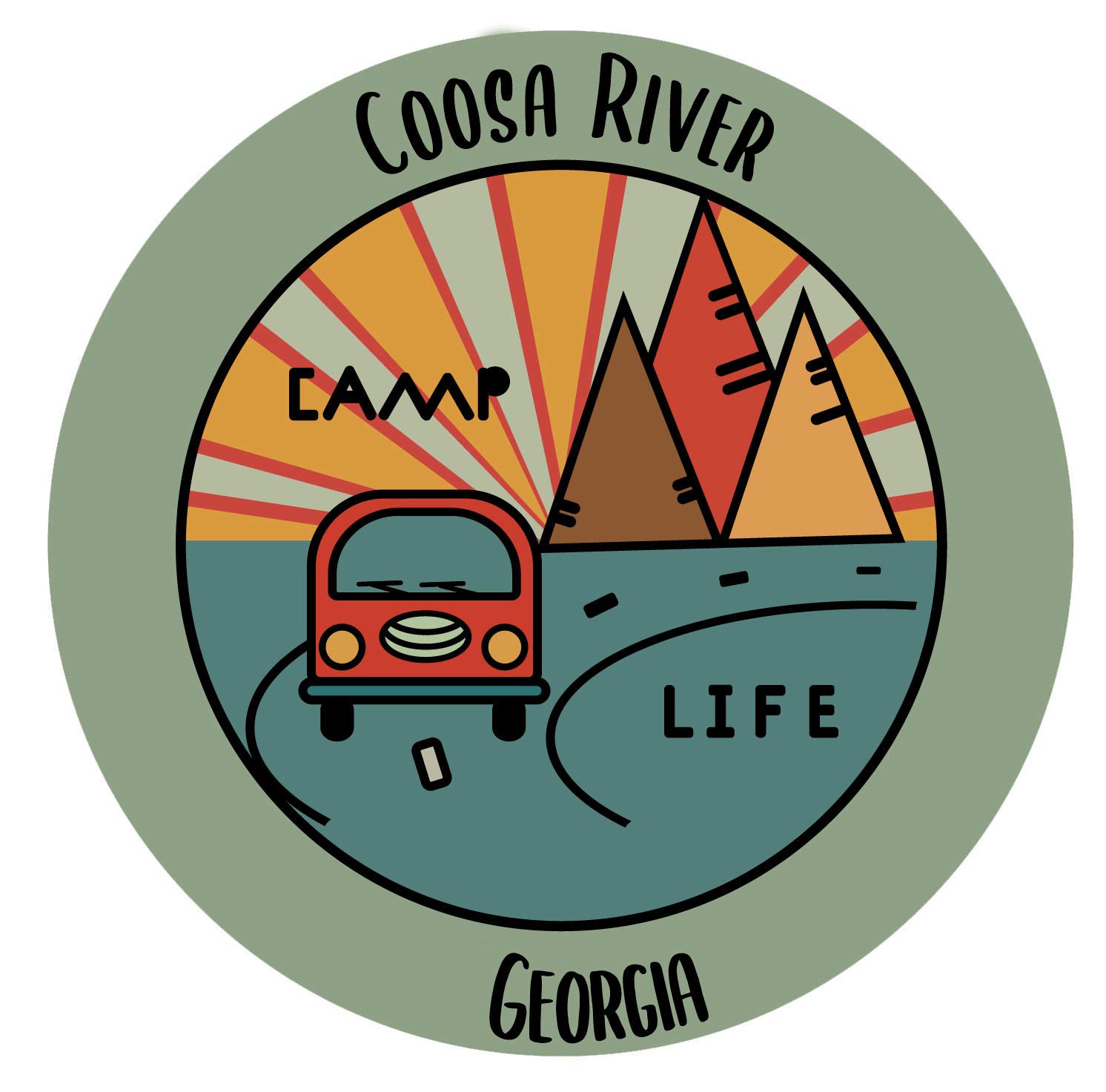 Coosa River Georgia Souvenir 4 Inch Vinyl Decal Sticker Camping Design