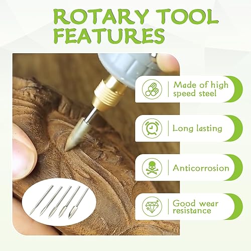 Miniatura 5 de EPLZON Herramientas de tallado de madera para herramienta HSS rotativa, vástago de 18 pulgadas, herramienta universal para tallar bricolaje,