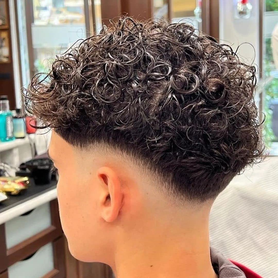 20MM Curly Toupee Durable Full PU Thin Skin | Men's Wig Human Hair Men Capillary Prosthesis Comfortable Replacement System Pieces