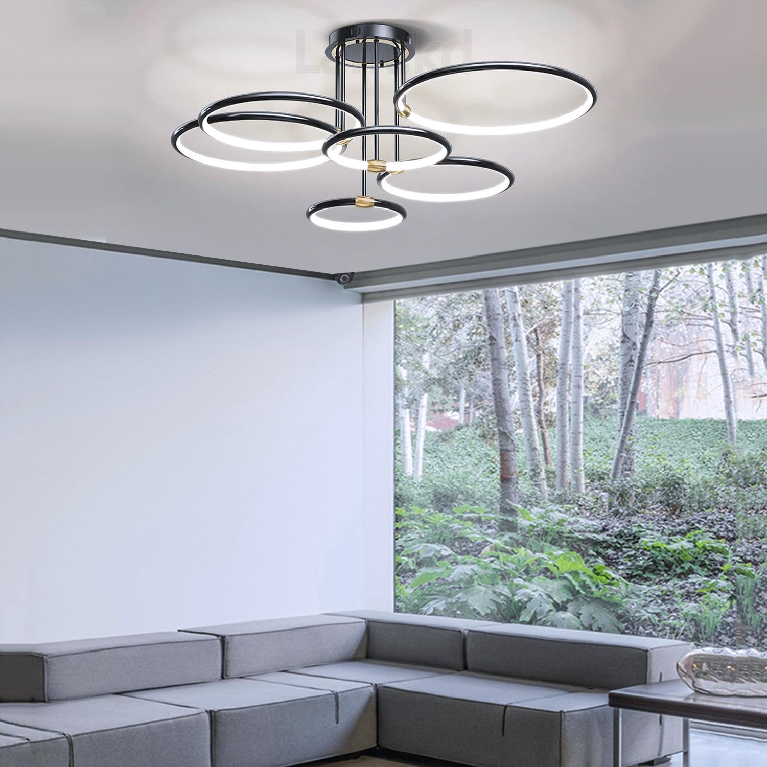 Lampa sufitowa LED, ściemniana, czarna, do jadalni, sypialni, nowoczesna, okrągła, okrągła, okrągła, lampa sufitowa do salonu, jadalni, biura, kuchni, z pilotem zdalnego sterowania