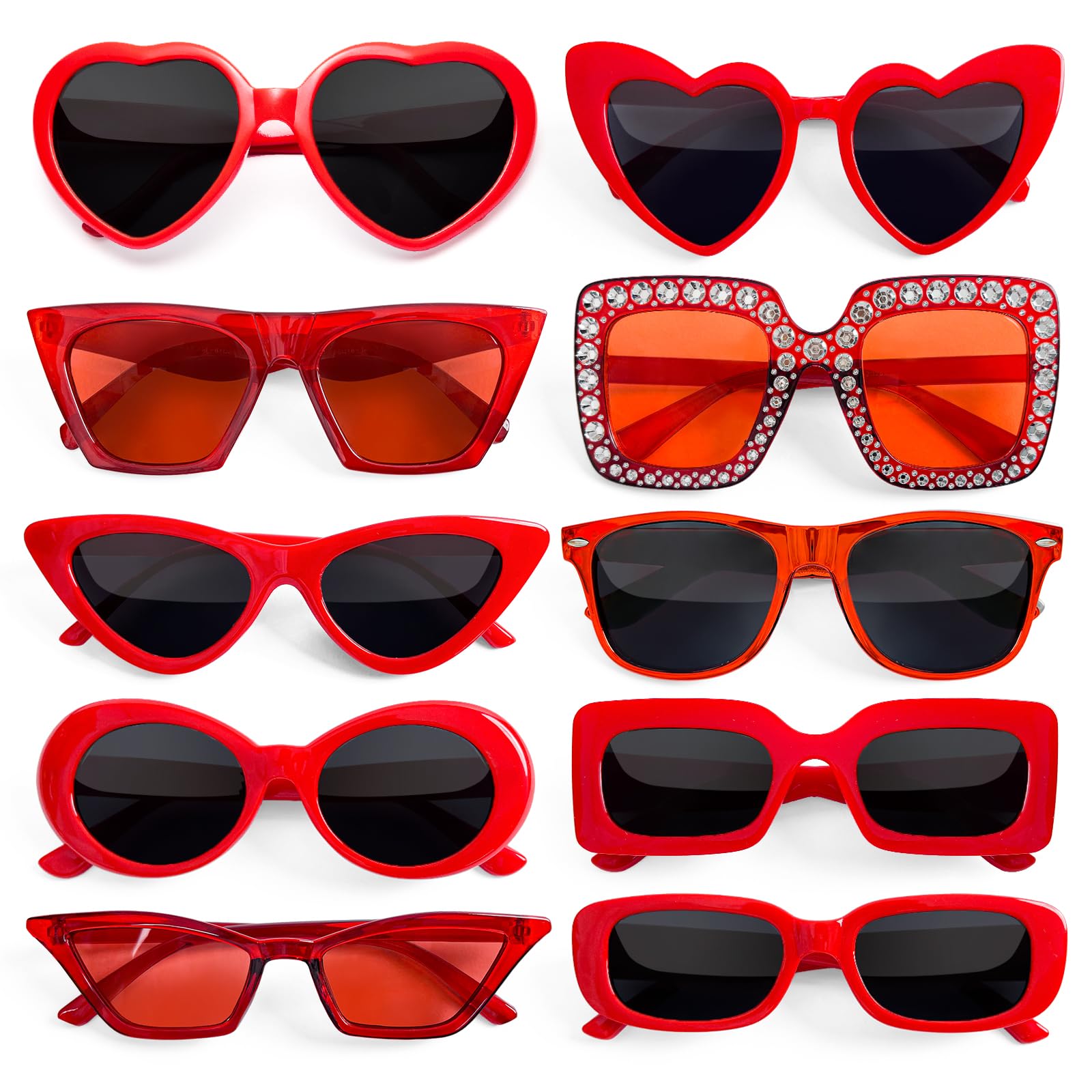 Geopty 10 Pack Mixed Styles Trendy Retro Sunglasses for Women/Men Party Favors Sungasses Costume Accessories Eyewear Set