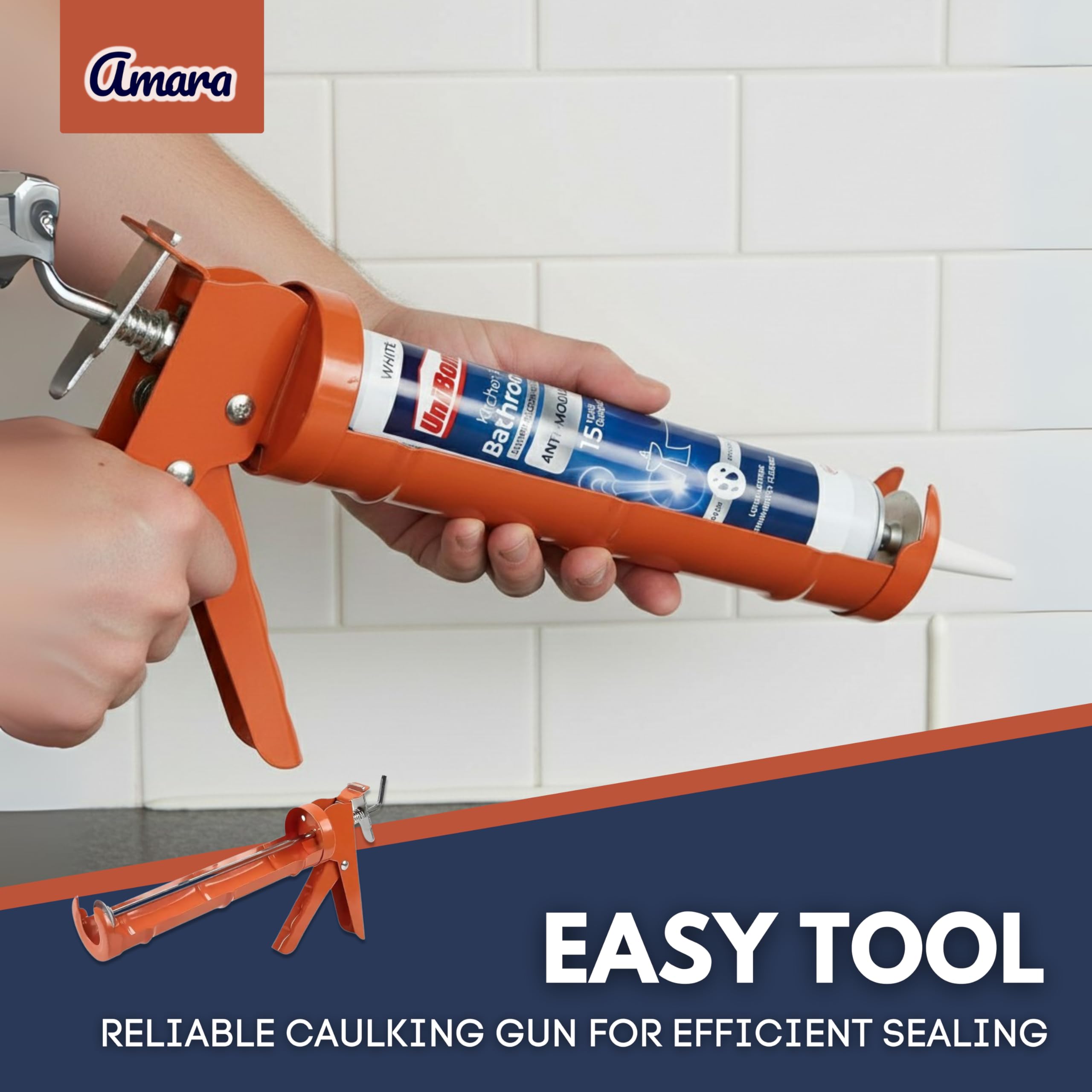 White Silicone Sealant Application Bundle With Unibond Kitchen & Bathroom Sealant, Caulking Gun - Image 4