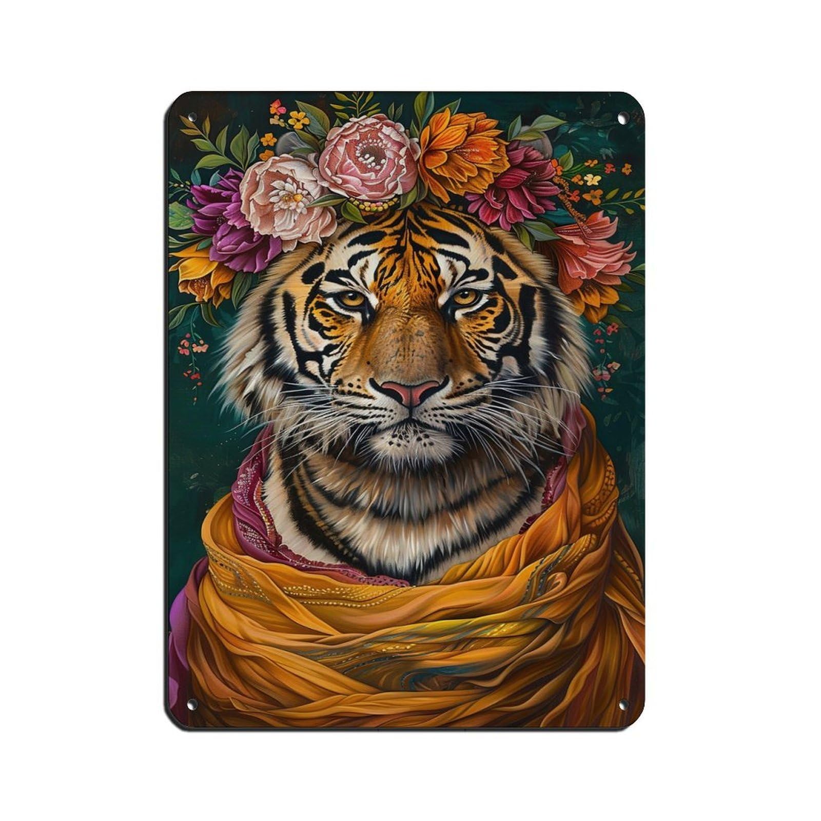 Matisse Maximalist Floral Tiger Painting Poster Tin Sign Vintage Metal Pub Club Cafe Bar Home Wall Art Decoration Poster Retro 12x16inch(30x40cm)