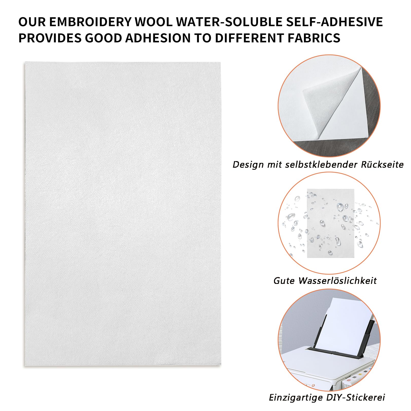 6 Stück A4 Stickvlies Wasserlöslich - Selbstklebend Für Stickvorlagen