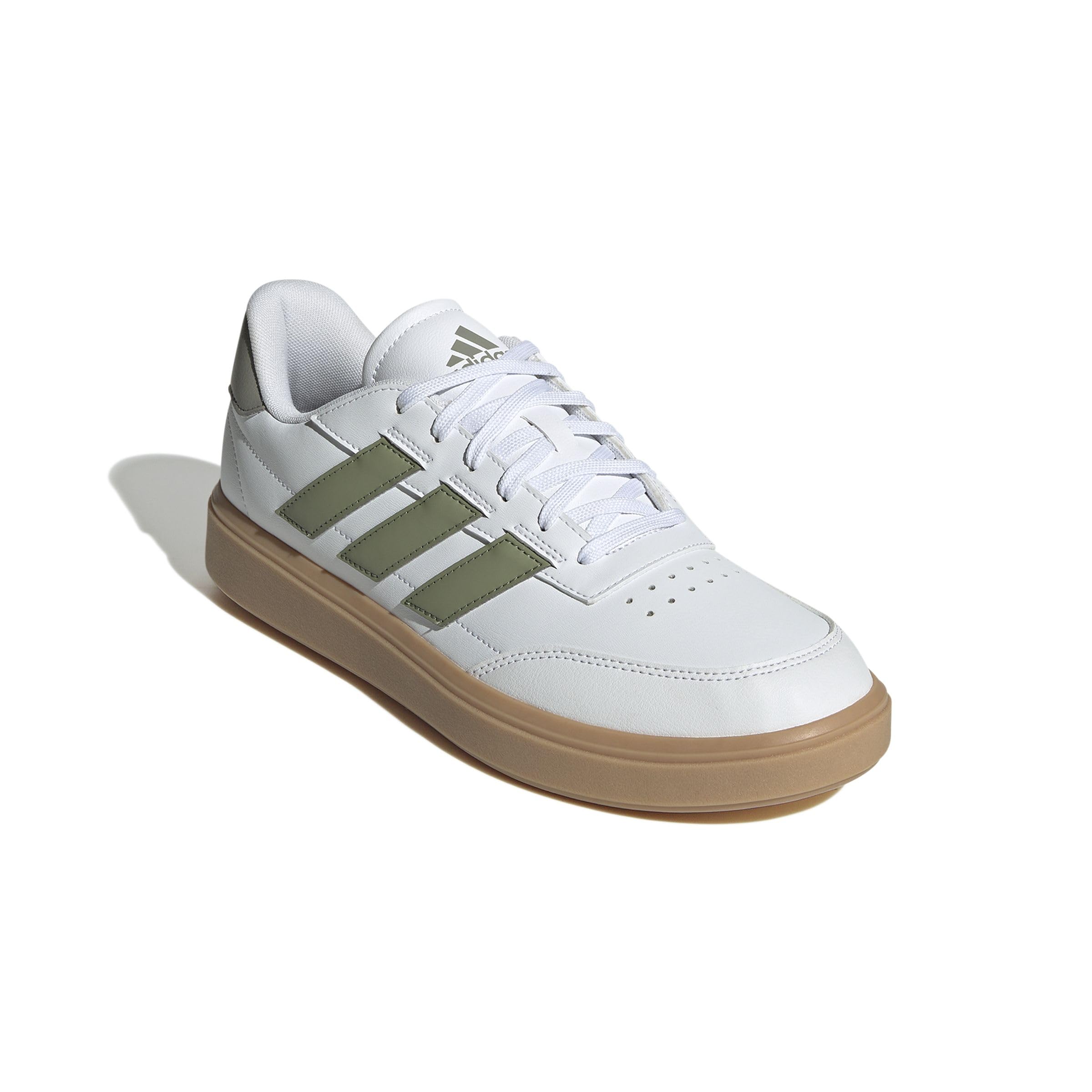 adidas Men's Courtblock Shoes, Cloud White/Tent Green/Olive strata, 3.5 UK