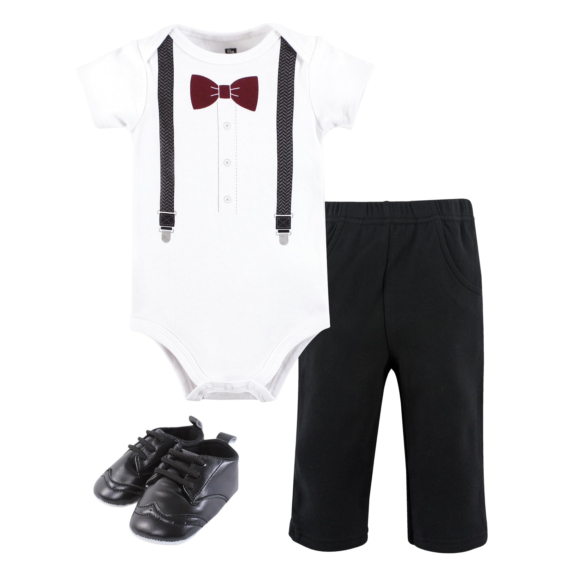 Hudson Baby Unisex Baby Cotton Bodysuit, Pant and Shoe Set