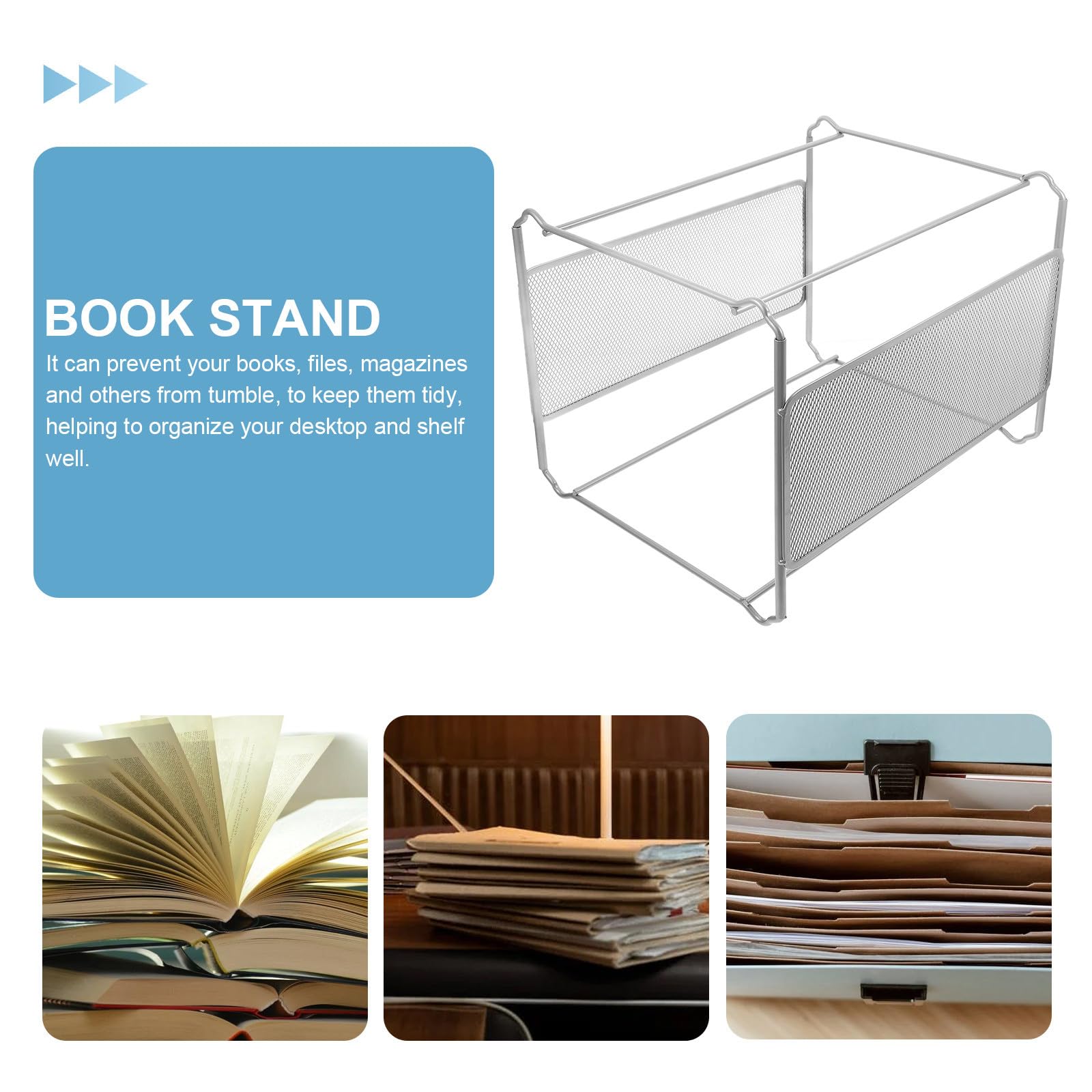 LALAFINA Metall Aktenorganizer Silber Drahtgitter 32,5 X 28,5 X 24,5cm für Schreibtisch mit Vielseitiger Dokumentenaufbewahrung und Ordnung im Büro