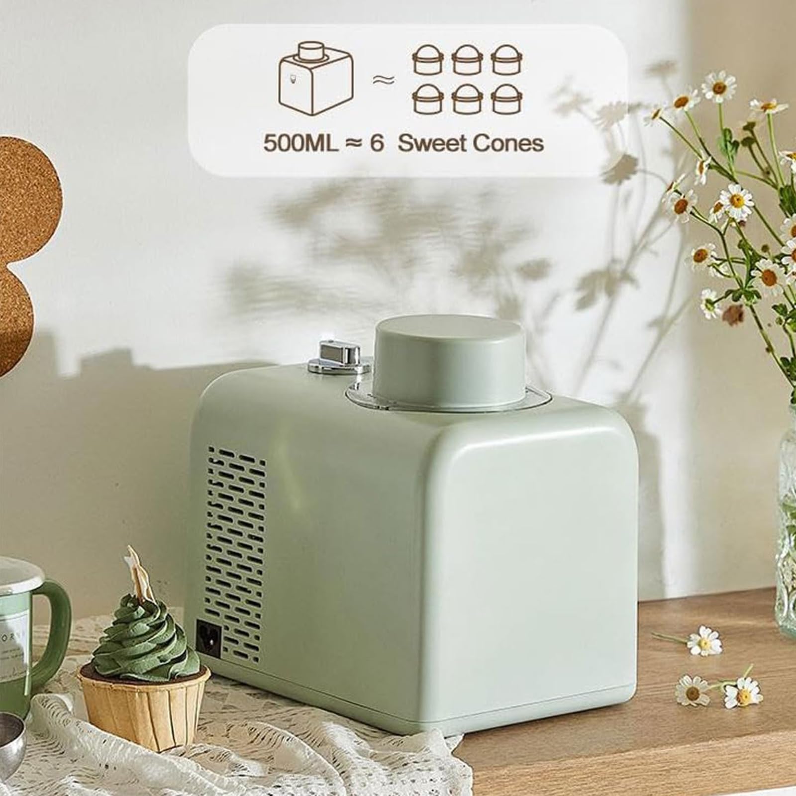 Maszynka do lodów - pojemność 500 ml, 4 tryby, 8-godzinne chłodzenie, zdejmowane wiosło, przenośna maszyna do mrożonych deserów do użytku domowego