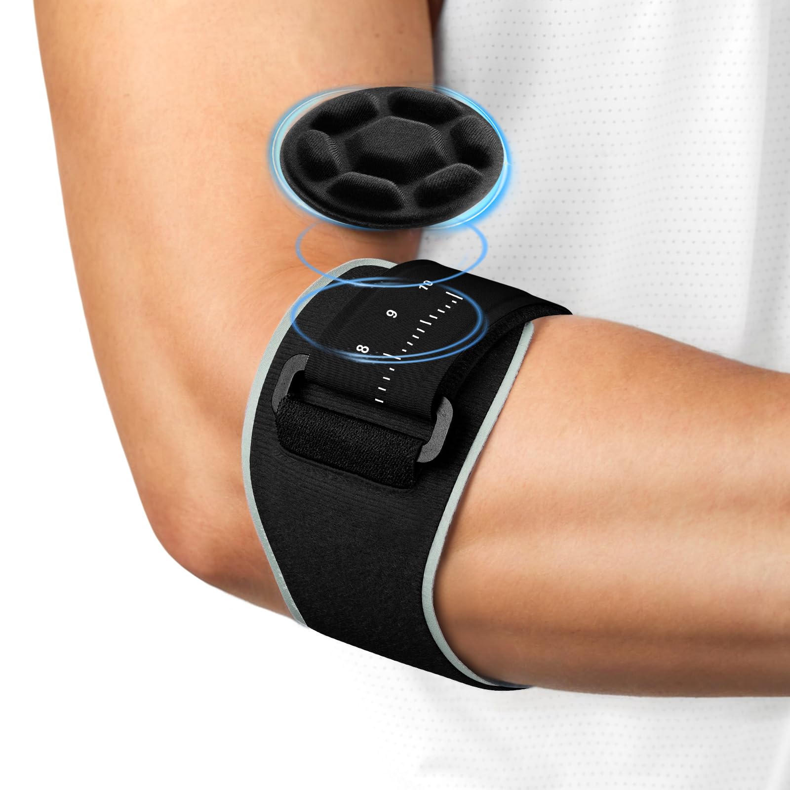 Coderas Epicondilitis, Cinta de Codo Tenista con Almohadilla de Silicona 3D, Coderas para Tendinitis Ajustable, Coderas de Golfista para Hombre y Mujer para Tendinitis Alivio del Dolor (Negro)