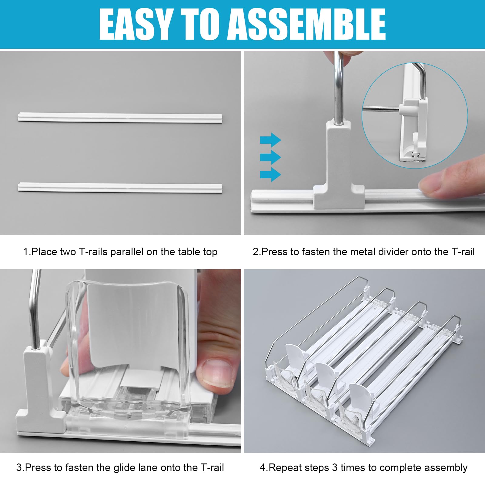 Dreireihiger Kühlschrank Organizer, Selbstschiebender Getränkespender, Dosen Organizer für 12 Getränke, Aufbewahrung und Organisation für Kühlschrank Supermarkt 31×25×8cm