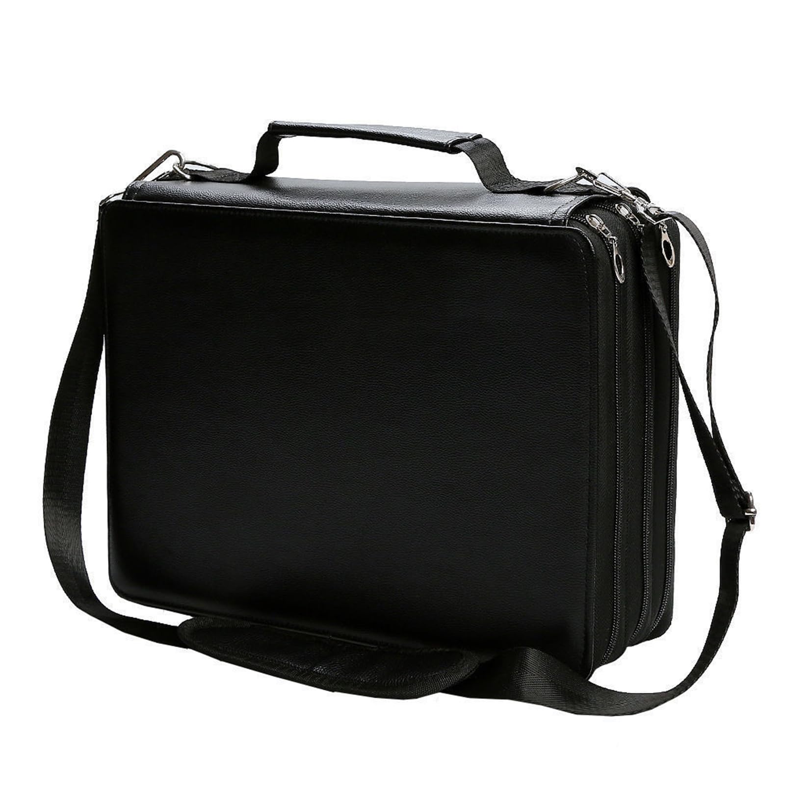 Grande organizer per pennarelli 168/224, con tracolla, per pennelli, penne, forniture artistiche, borsa portaoggetti di varie dimensioni, Nero , 168 holes