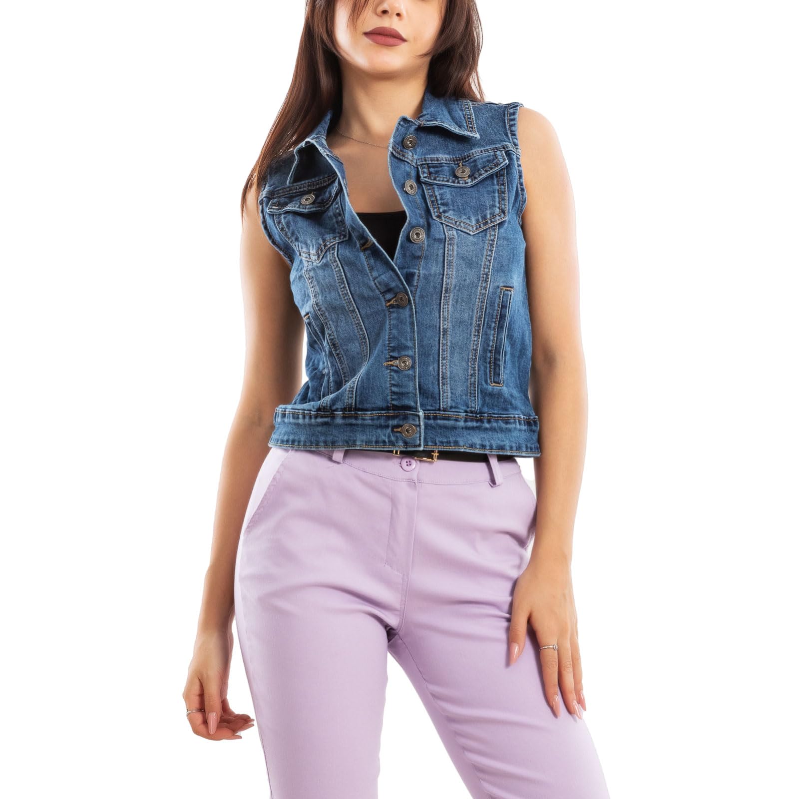 Toocool Gilet Donna Jeans Giacca Denim Corta Smanicata Giubbotto Estivo SA265