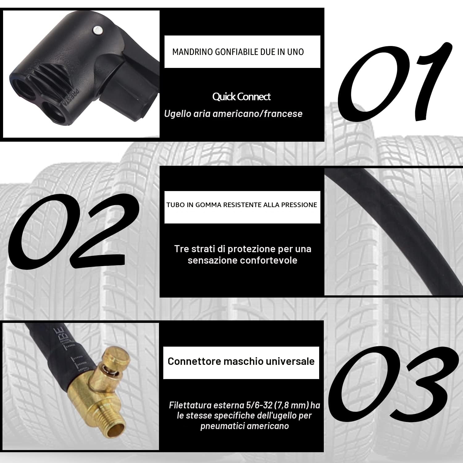 Connettore Valvola Pneumatica Universale Air Chuck Pneumatico Adattatore Valvola bici per Auto Adattatore a Sgancio Rapido per Gonfiatori Pompa d'Aria Compressore