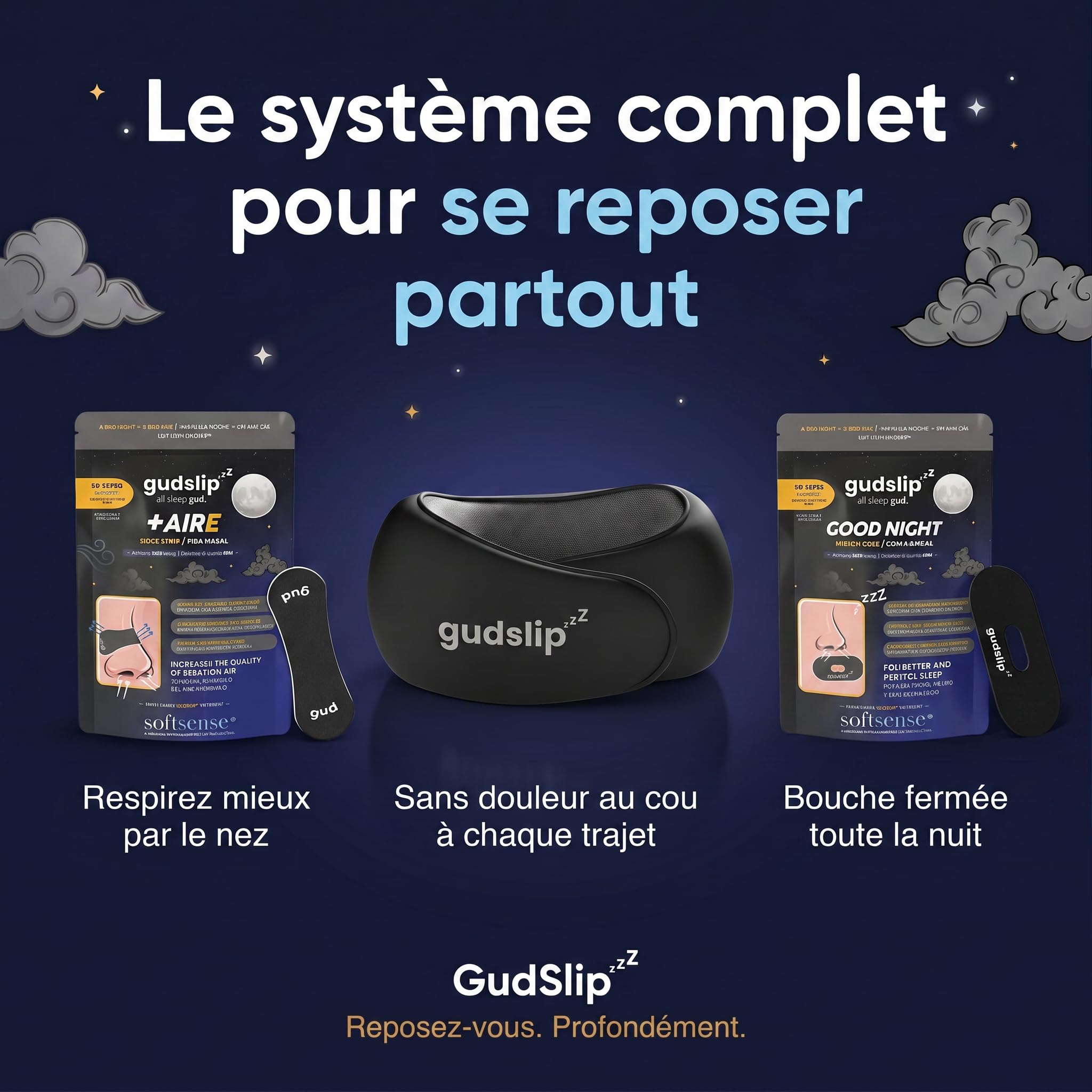 Oreiller de voyage GudSlip® - Confort supérieur et support ergonomique pour les voyageurs fréquents, repos optimal en transit