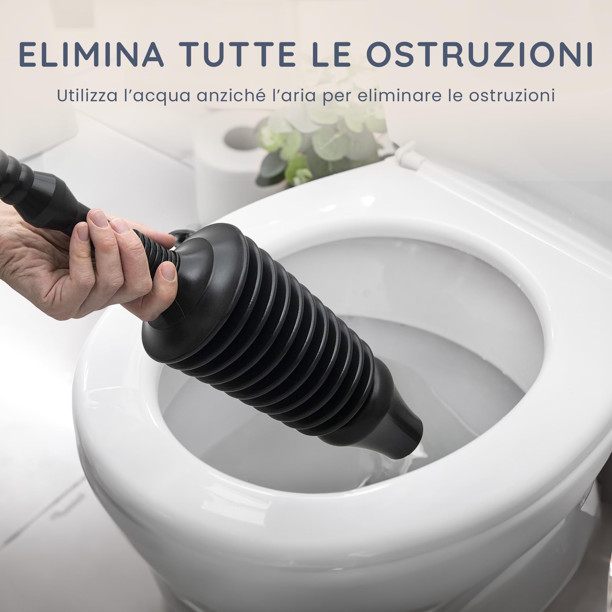 CUQOO Pulitore flessibile e resistente per WC con testa, senza sforzo e potente, per bagno, cucina, lavandini, vasche da bagno e docce, in stile commerciale (piccolo)