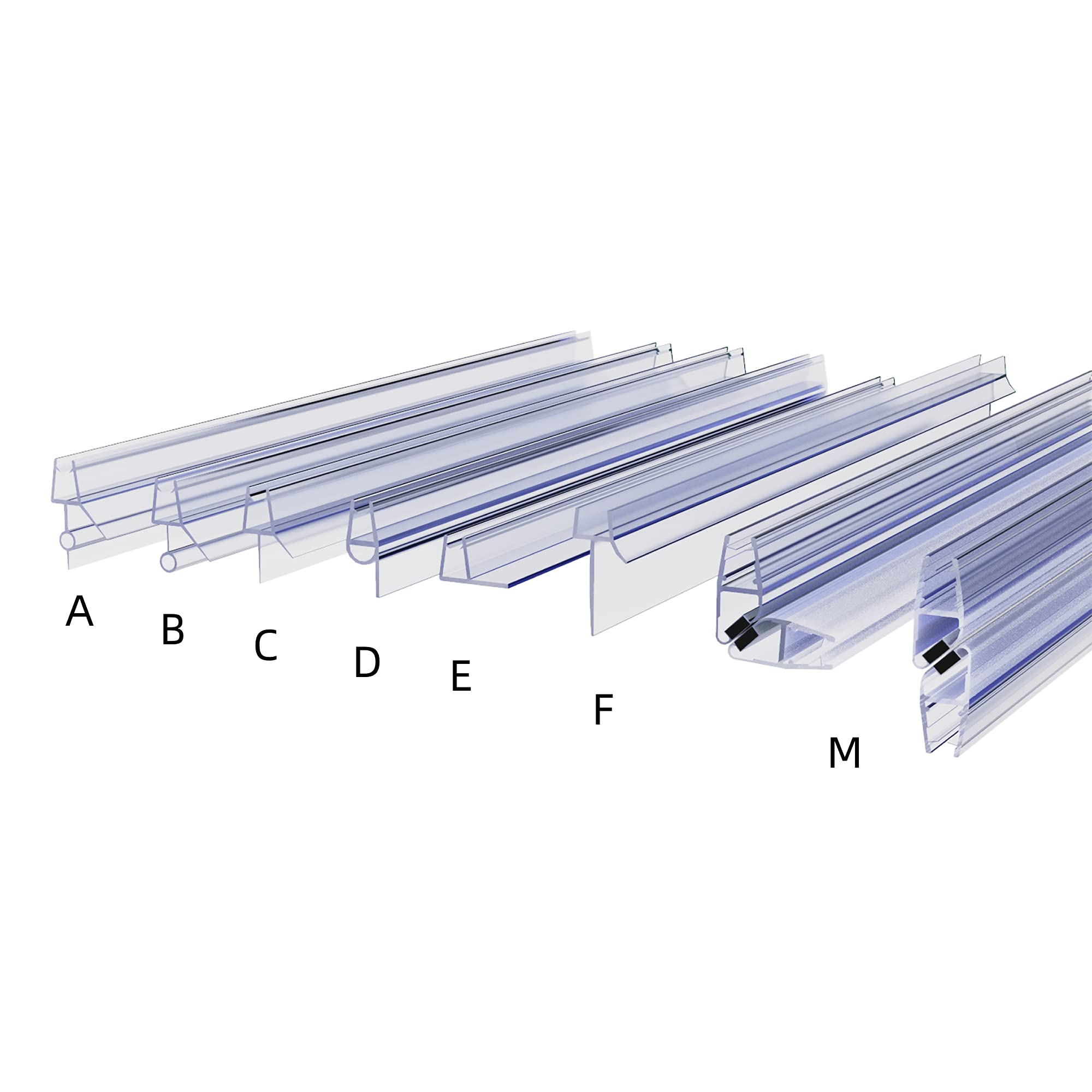 WITEN&NOCK Duschdichtung 2x 200cm für 5mm 6mm mit extra verlängerter Lippe Duschtürdichtung Dichtung für die Glastür gerade Glastür Stärken Ersatzdichtung Wasserabweisende oder Duschkabinen-Dichtung