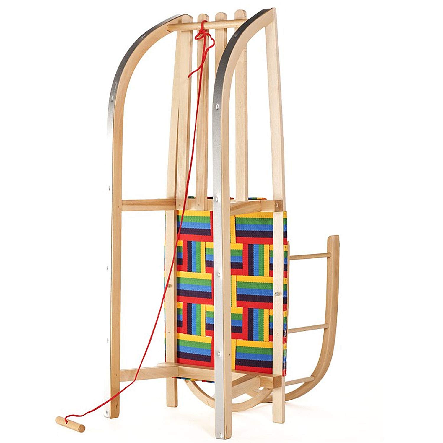Trineo de Madera de Haya con Cuerda para Niños Multicolor - Trineo de Invierno Robusto