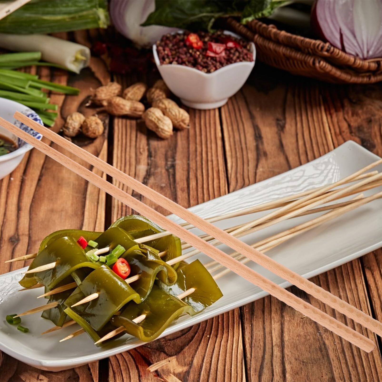 2 Paires Baguettes Chinoise, Baguettes En Bois RéUtilisables