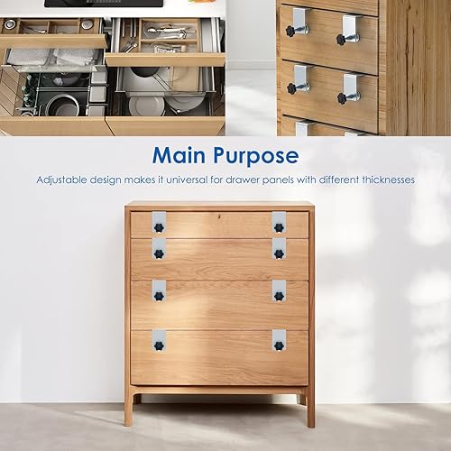 Miniatura 5 de 4 abrazaderas de instalación delanteras de cajón, clips de fijación de cajones de zinc, plantilla ajustable para carpintería para mesas de hogar,