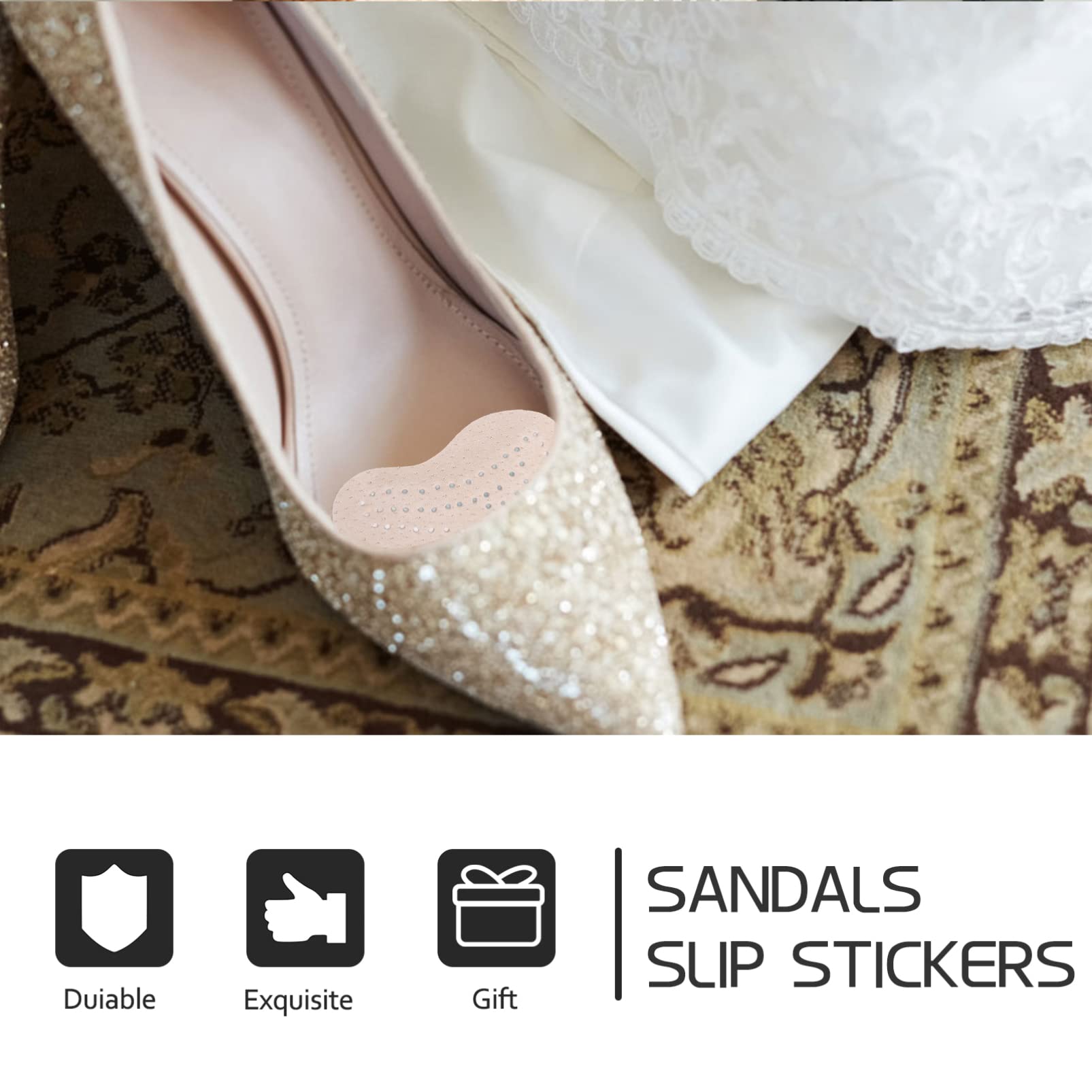 Healvian 25 Paar Anti-Rutsch-Aufkleber für High Heels Schuheinlagen Mittelfuß-Schuhfüller rutschfeste Vorfußpolster Sandalen High-Heel-Zubehör Schuhe halbes Kissen selbstklebend Lieferungen