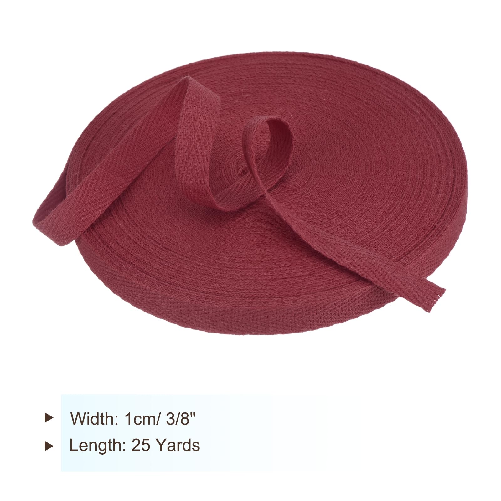 PATIKIL Cotton Twill Tape 3/8 Inch 25 Yards Cotton Ribbon Bias Binding Tape Herringbone Webbing Trim for Sewing Gift Wrapping Craft DIY Vermilion - Image 2