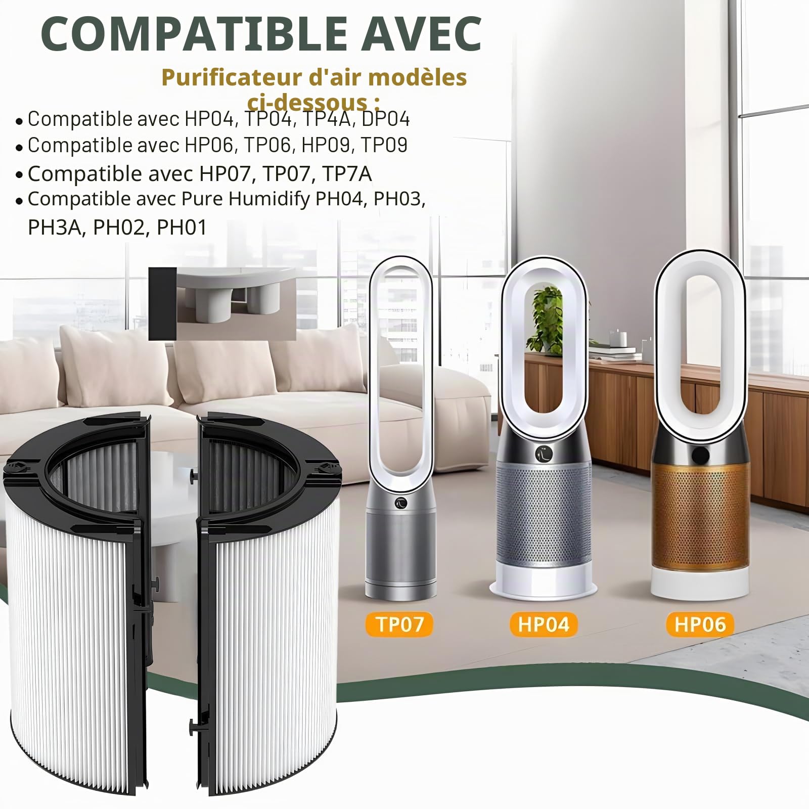 Filtre HEPA de rechange 2 en 1 pour Dyson TP07 TP06 HP06 PH02 PH01 PH03 PH04 HP09 TP09 HP07 HP10 TP10 purificateur d'air H13 NanoProtect