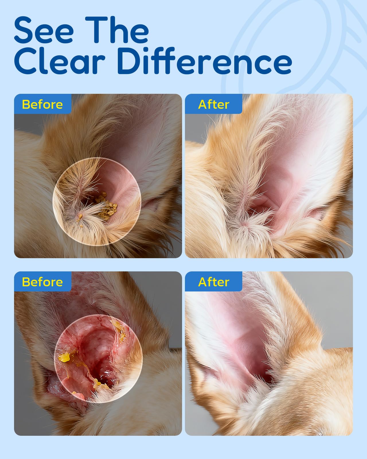 Dog Ear Cleaner - Pet Ear Wash, Flush and Drop Cleaner Solution for Cat & Dog Infection and Itch Relief, Gently Removes Debris, Wax Buildup, Odor - 8 fl oz - image 3