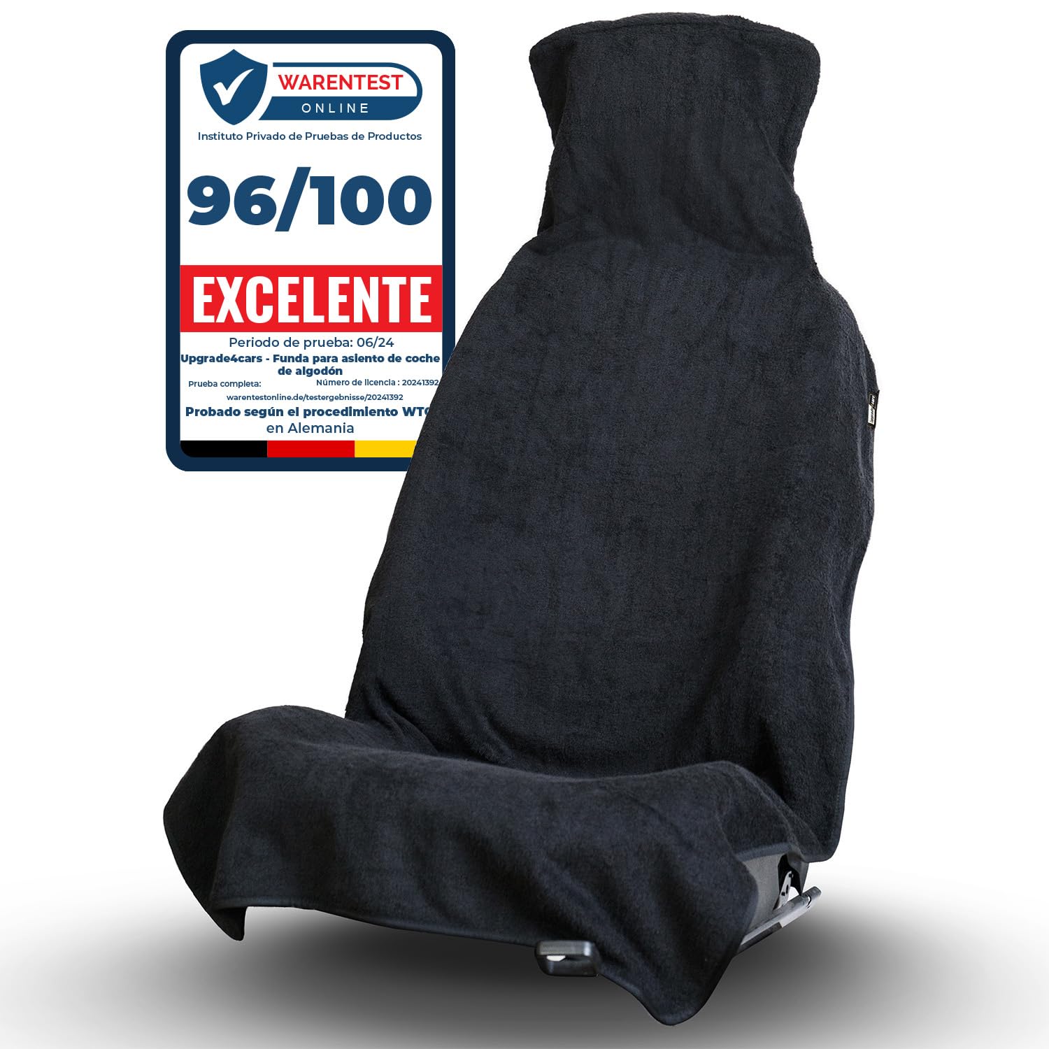 Upgrade4cars Funda de Asiento Delantero para Coche Anti-Sudor Negro | Cubre-Asiento Universal en Algodón Anticalor | Protector Asientos Delanteros Transpirable per Verano