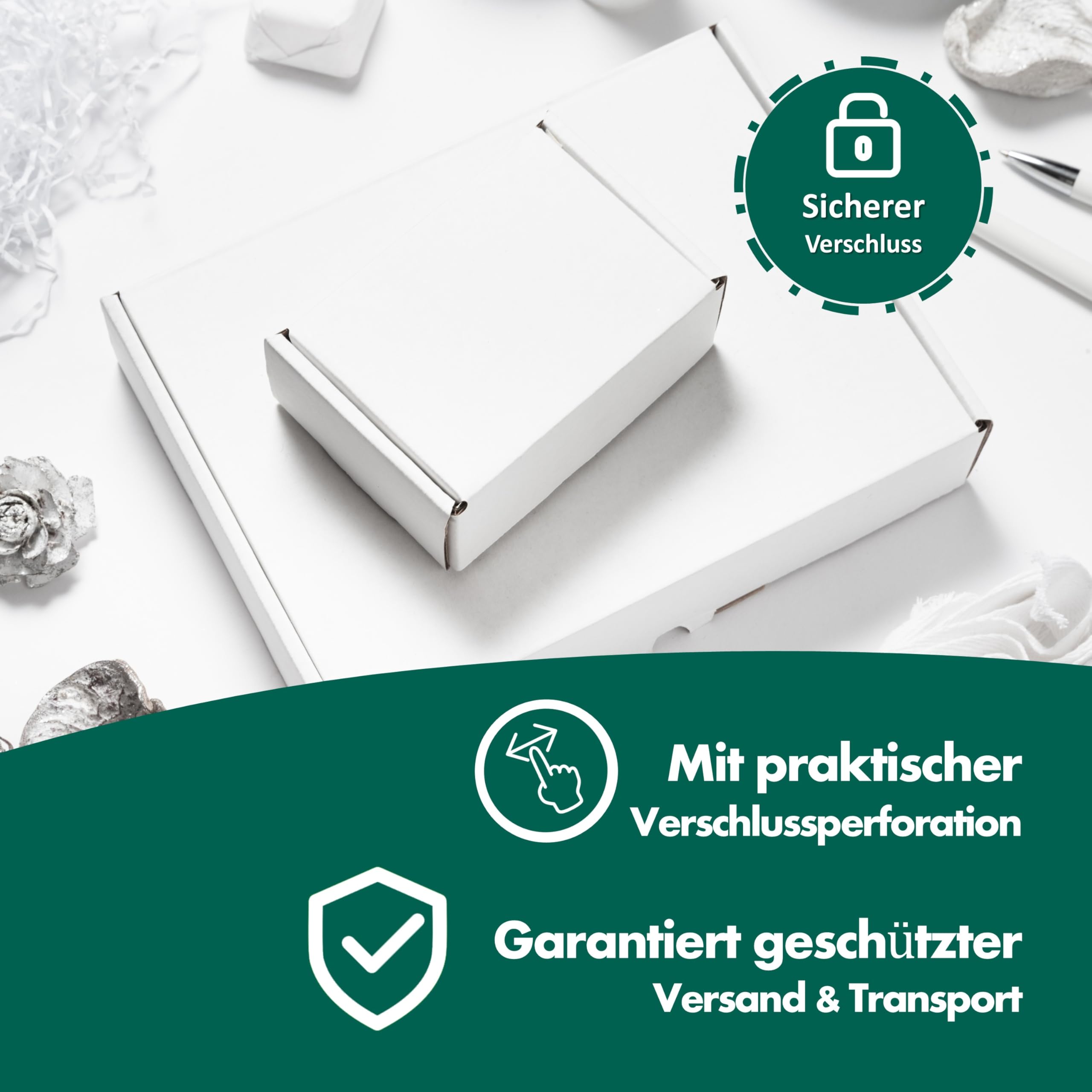 250 Stück Maxibriefkarton 180 x 130 x 45 mm 1-wellig weiß - Faltkarton mit Steckverschluss als Maxibrief für Warenversendung - Versand Kartonage für Päckchen - Karton Versandverpackung