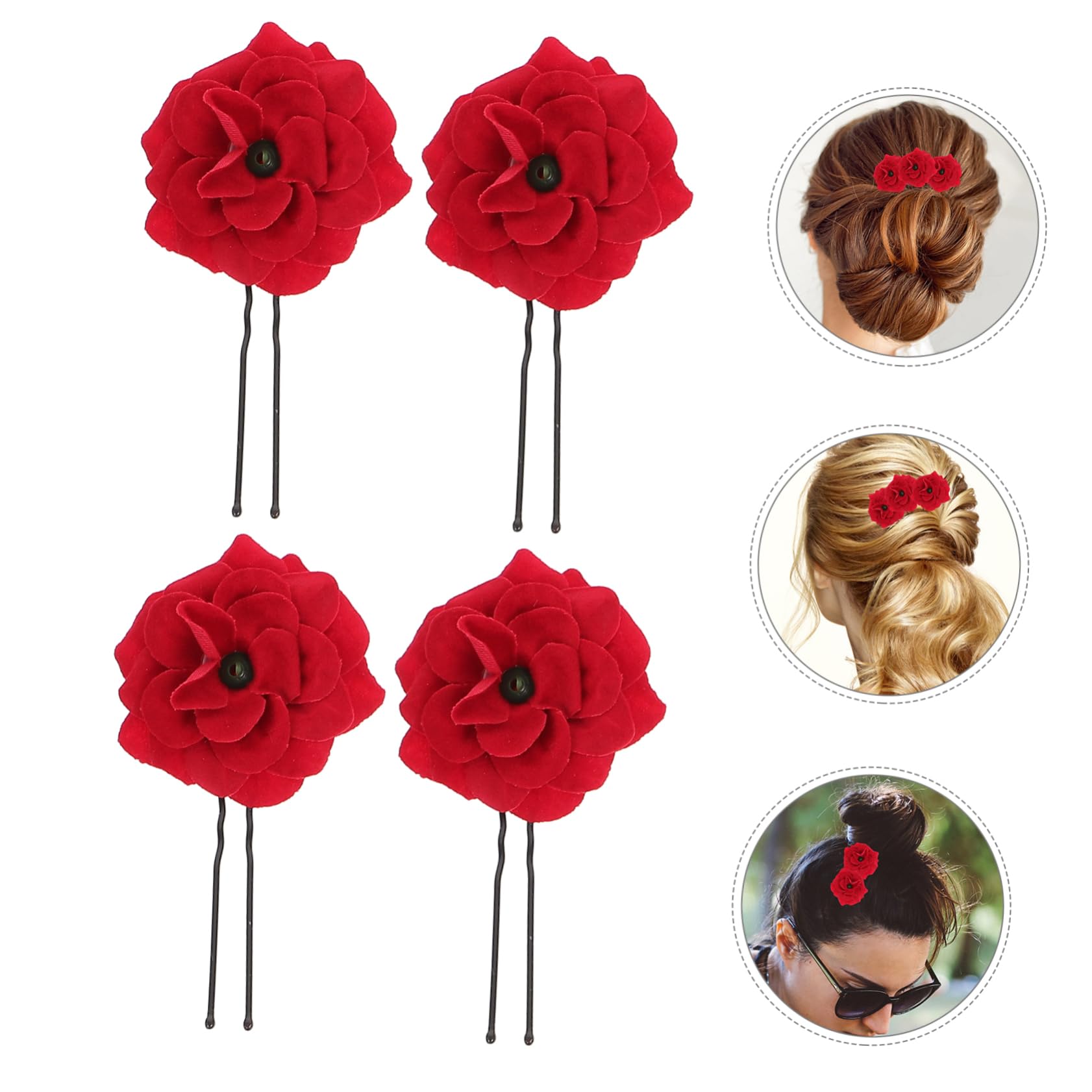 FRCOLOR 10 Sets – Langlebiger Haarschmuck Für Die Braut Haarnadel Dekorative Haarnadel Braut-haarstab Rosenblume Haarstäbchen 6 Stück X 10