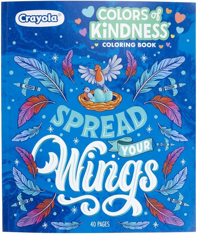 Crayola Colors of Kindness Libro para colorear para adultos (40 páginas), páginas para colorear para adultos, actividad para aliviar el estrés, regalo para adolescentes y adultos, 9+