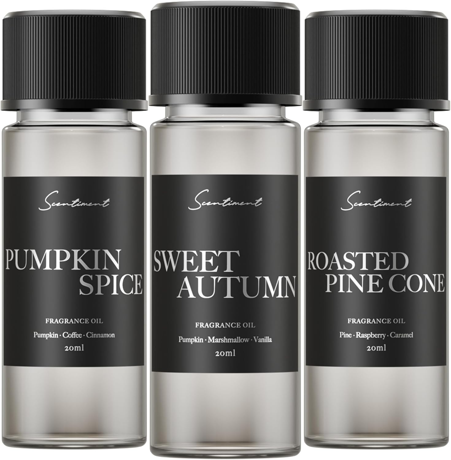 Fall Diffuser Oil Discovery Kits - Top 3 Fall Scents | Aromatherapy Home Fragrance | Luxurious Scent with Notes of Sweet Autumn, Pumpkin Spice, Roasted Pine Cone, 20ml