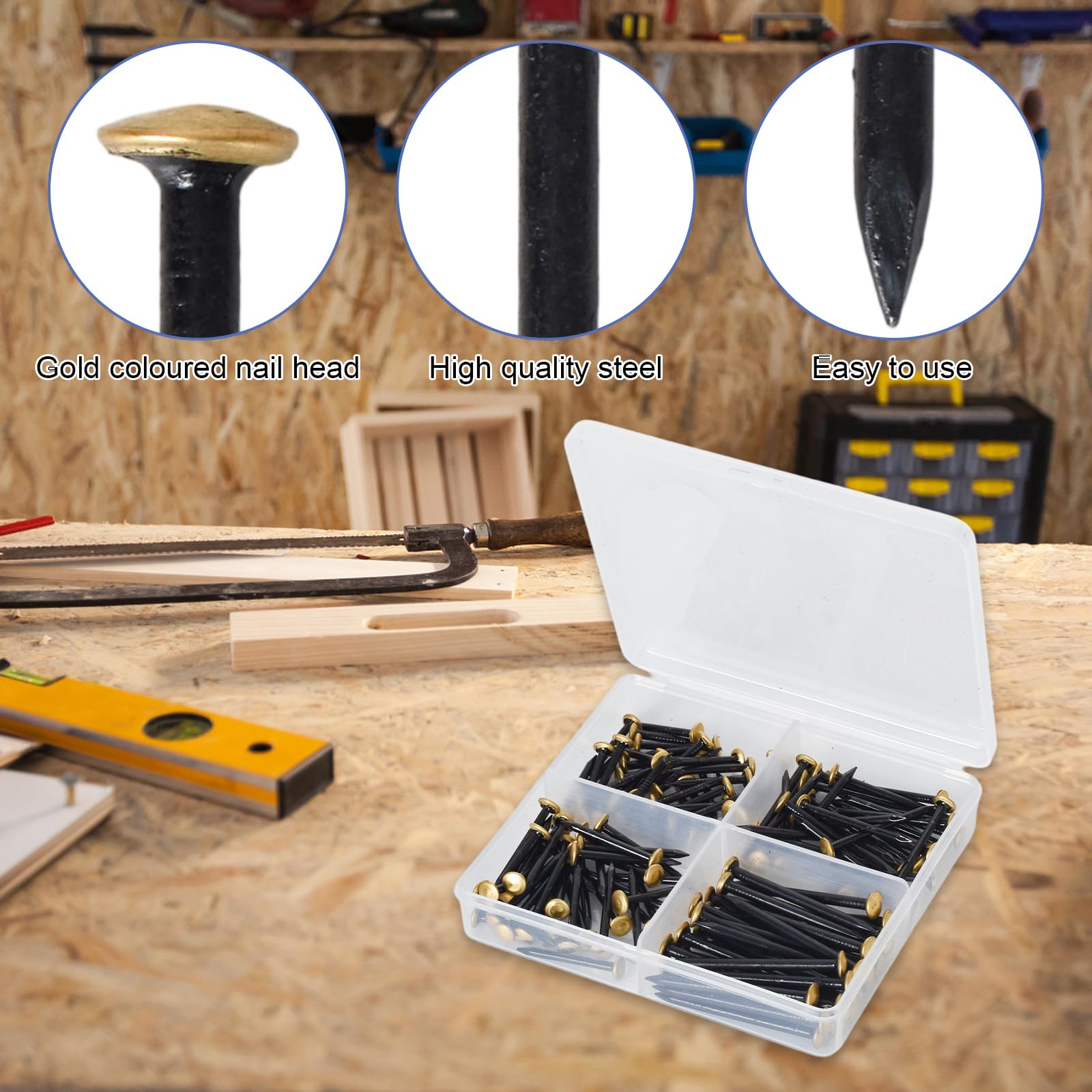 Clavos De Acero Para Cuadros – 135 Unidades En 4 Tamaños, Sin Taladro, Ideales Para Paredes De Hormigón O Ladrillo