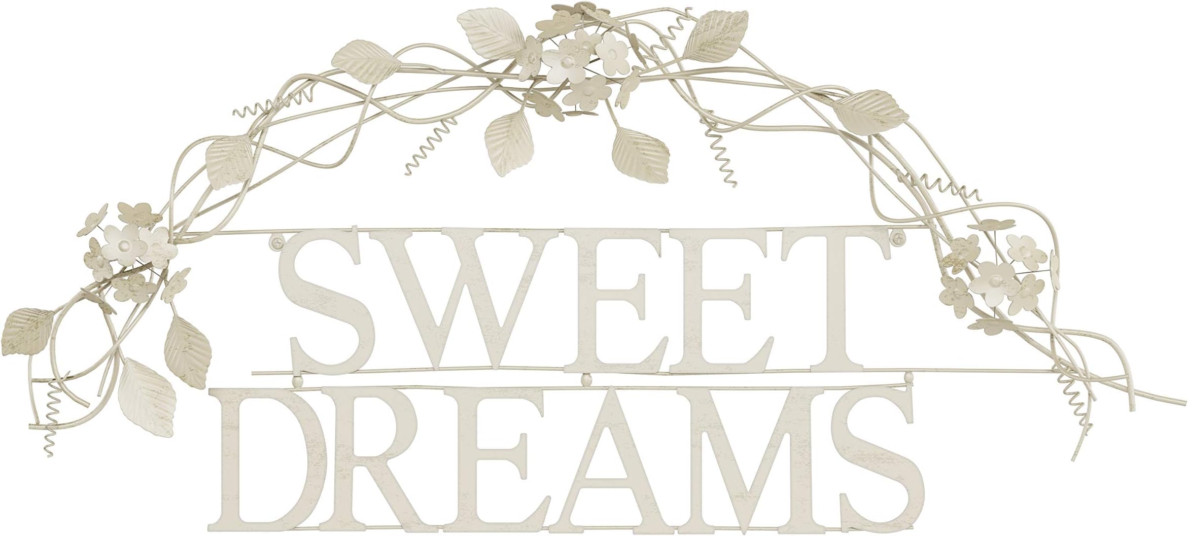 Lavish Home Metal Cutout-Sweet Dreams Wall Sign-3D Word Art Home Accent Decor-Modern Rustic or Vintage Farmhouse Style, (L) 34?x (W) 2?x (H) 14.75?, White