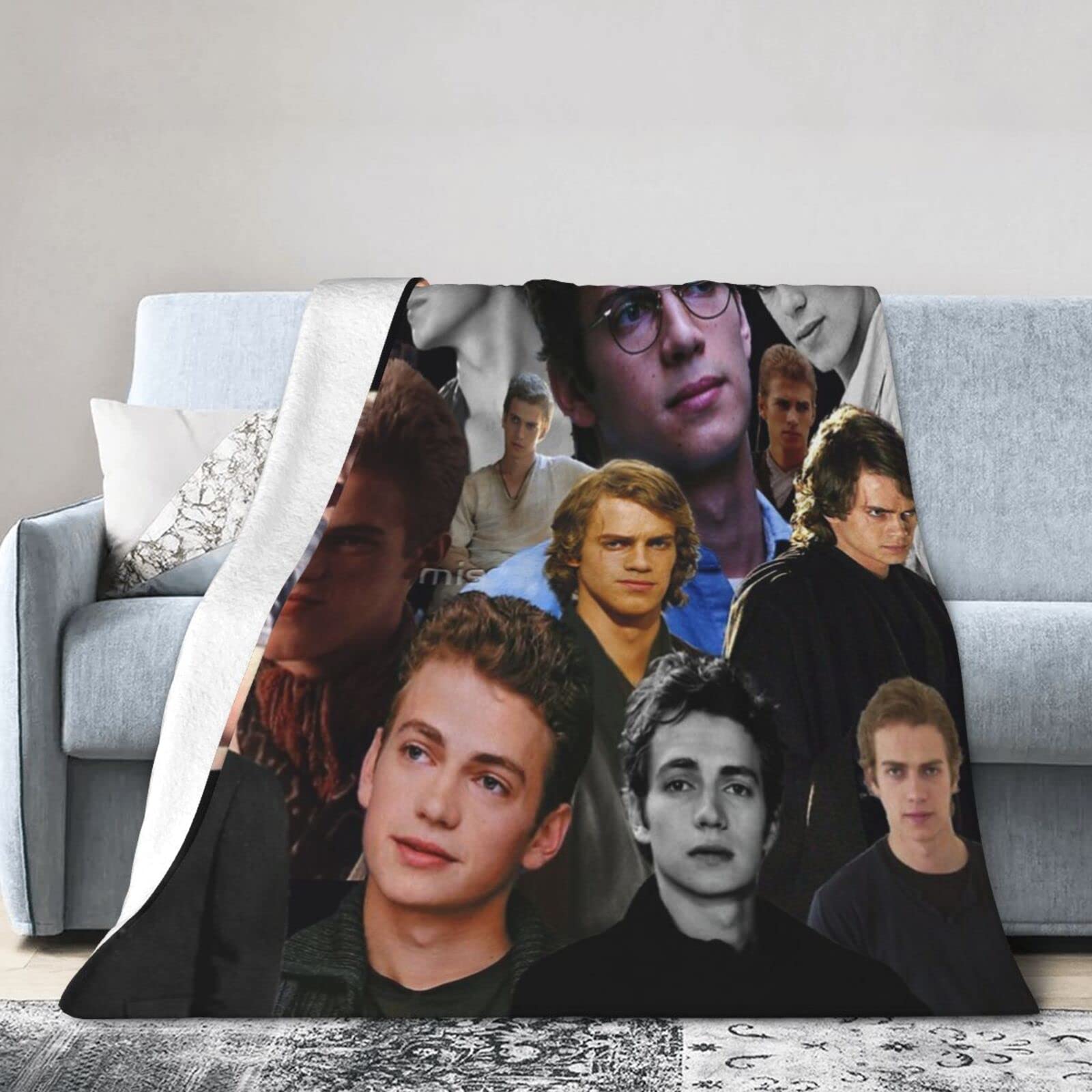 YINGD Hayden Actor Christensen Blanket, Ultra Soft Lightweight Flannel Fleece Throw Blankets Warm Air Conditioning Blanket For Couch Sofa Bed 150CM X 125CM