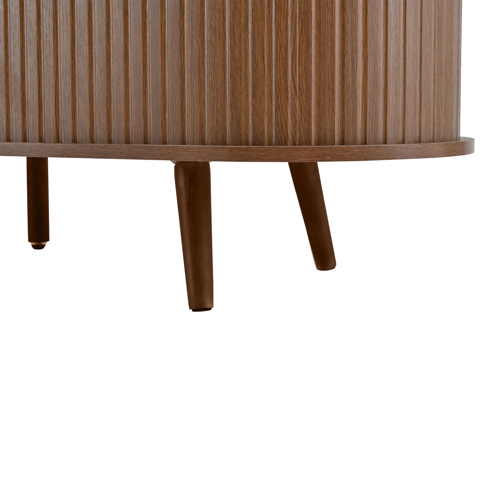 Mobile TV in noce, 175 x 40 x 42 cm, con spazio di archiviazione + piano rotondo in MDF con venature del legno a 2 cassetti, armadietto basso con ante telescopiche, mobile per TV in noce, adatto per