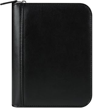 FranklinCovey - FC Signature Ring-Bound Binder for FranklinCovey Planners | Leather - Zipper Binder Compact, Black