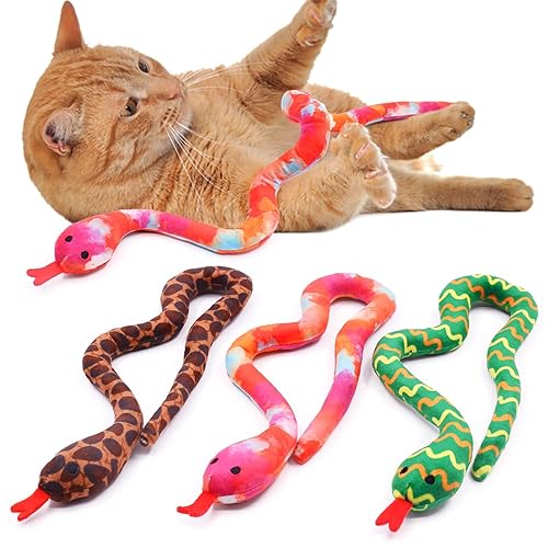 CiyvoLyeen Snake Catnip Toys Kitten Supplies Interactive Catnip Toys for Indoor Cats Snakes Cat Toy Novelty Gift for Cat Lovers Dental Health Chew Catnip Toy for Cats Set of 3 - Snake - 3Pcs