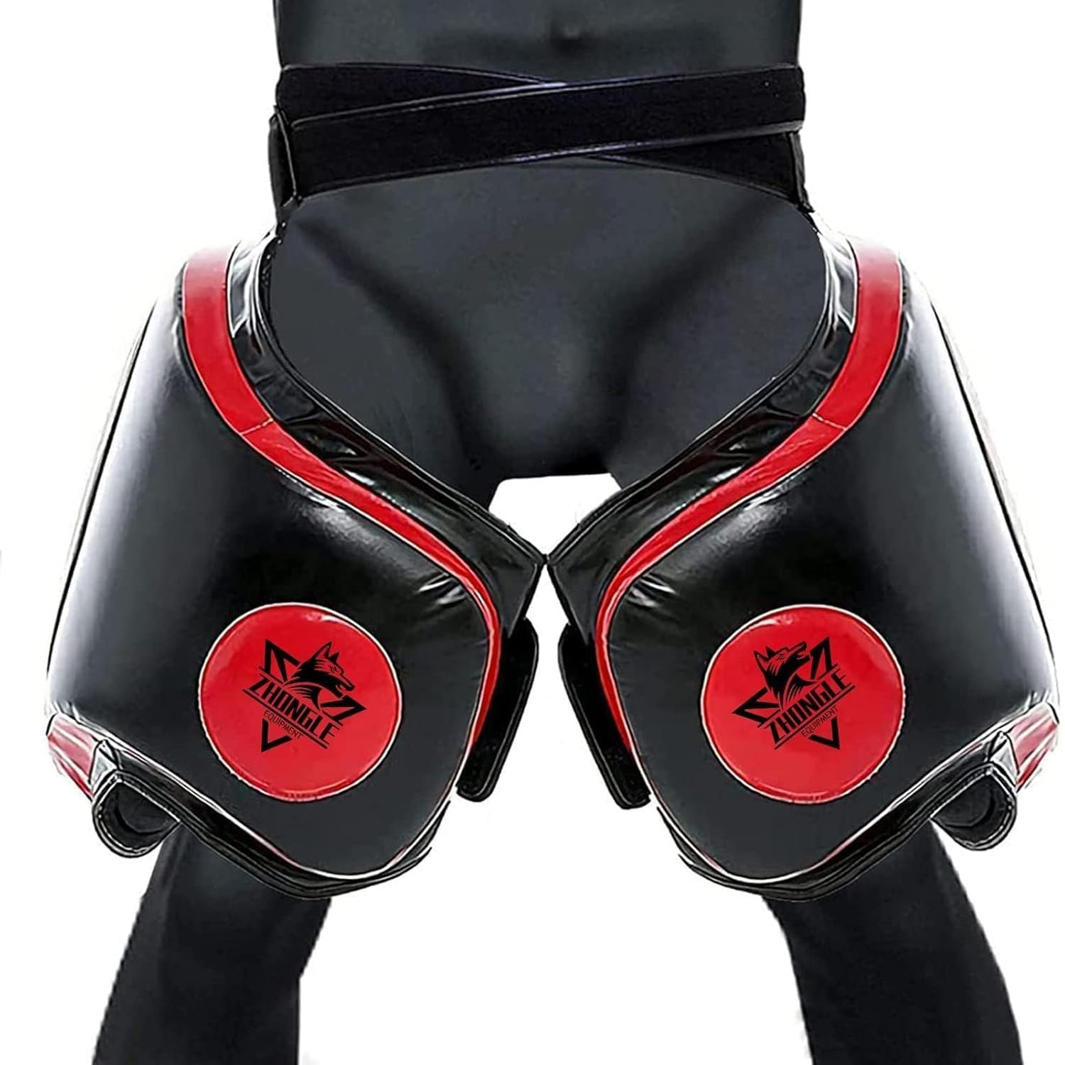 Generic Zestaw ochraniaczy pachwiny i ud do Muay Thai/MMA – podkładki amortyzujące 10 cm, regulowane paski i wielowarstwowa ochrona (60,9 cm)