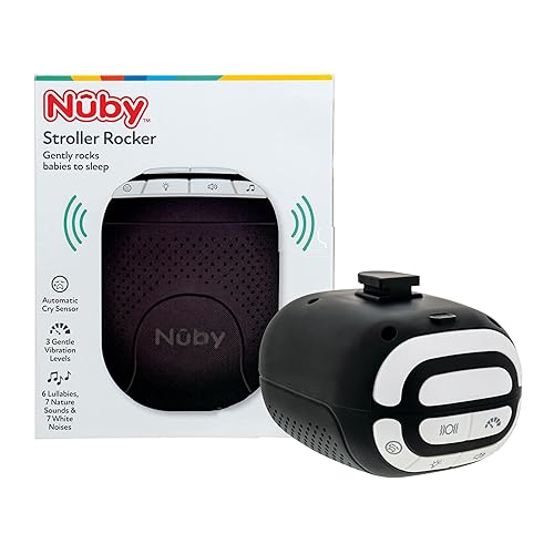Nuby Mecedora y máquina de sonido para bebés - Chupete portátil con 3 velocidades de vibración - USB-C recargable - Se fija a cochecitos y cunas -