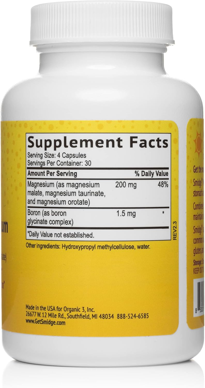 Smidge® Morning Magnesium Capsules, 120 ct. Pure Magnesium Supplement to Support a Natural Energy Boost.