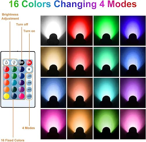 Miniatura 9 de T-SUNUS Focos de paisaje de bajo voltaje, luces de Navidad, 16 luces subterráneas que cambian de color con transformador, control remoto impermeable