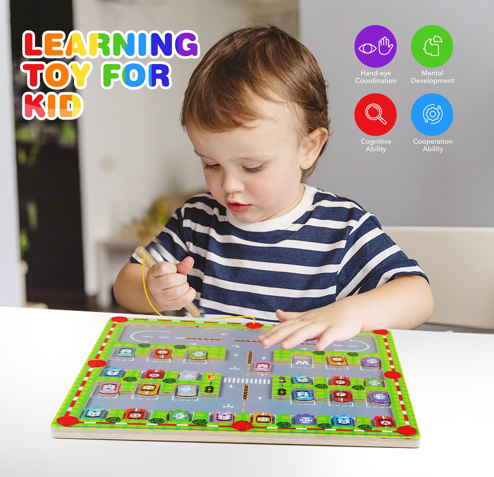 Jouet Montessori Alphabet Labyrinthe Magnétique 3-6 Ans Jeux Éducatif Cadeau Enfant