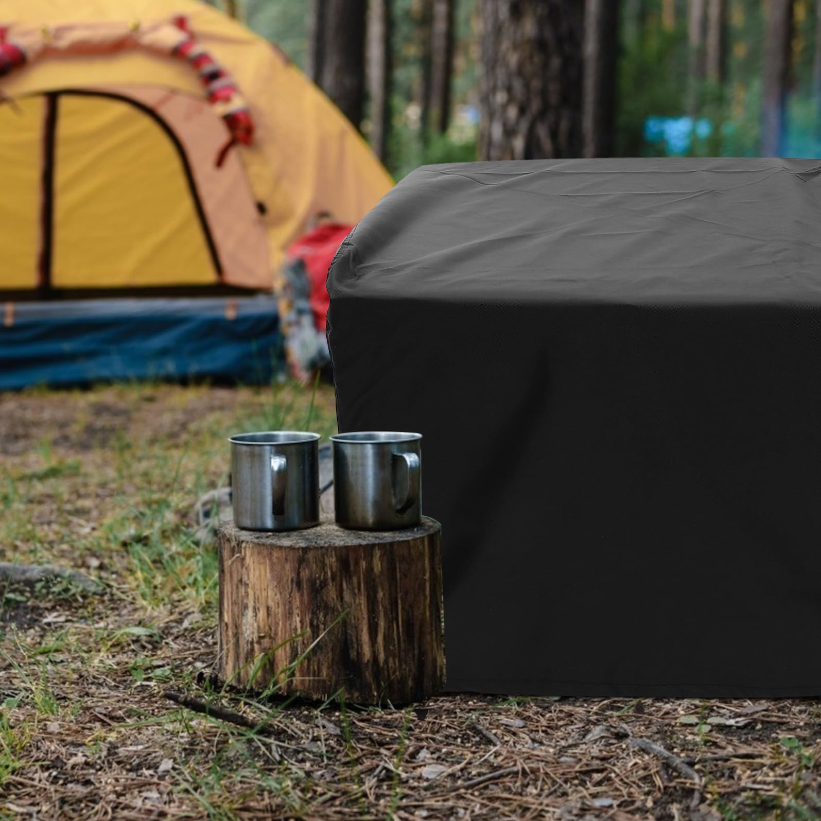 INOOMP Copertura Barbecue da Esterno Oxford Nero e Resistente All'usura, Protezione per Barbecue e Fornelli Durante Camping