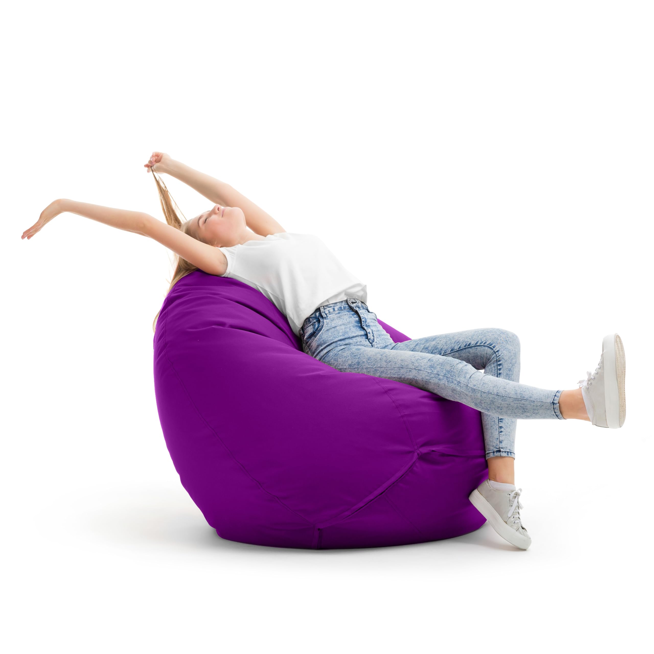 Bruni Pouf Classico XL Violet – Gros Pouf Salon Chambre pour Adultes, Pouf Poire Géant, Bean Bag Intérieur Extérieur Housse Lavable