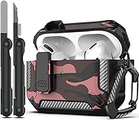 Vista 25 de RFUNGUANGO Funda para AirPod de 2ª generación con kit de limpieza, armadura protectora de carcasa dura militar con bloqueo para funda de carga